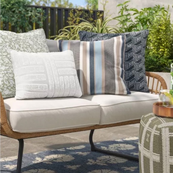 18"x18" Floral Square Outdoor Throw Pillow Sage Green - Threshold™ - Picture 2 of 8